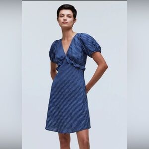 Madewell Navy Polka Dot Mini Dress